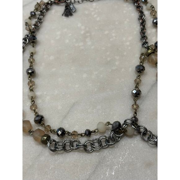 Beaded Brown Bronze Double Stranded NECKLACE - Picture 3 of 4